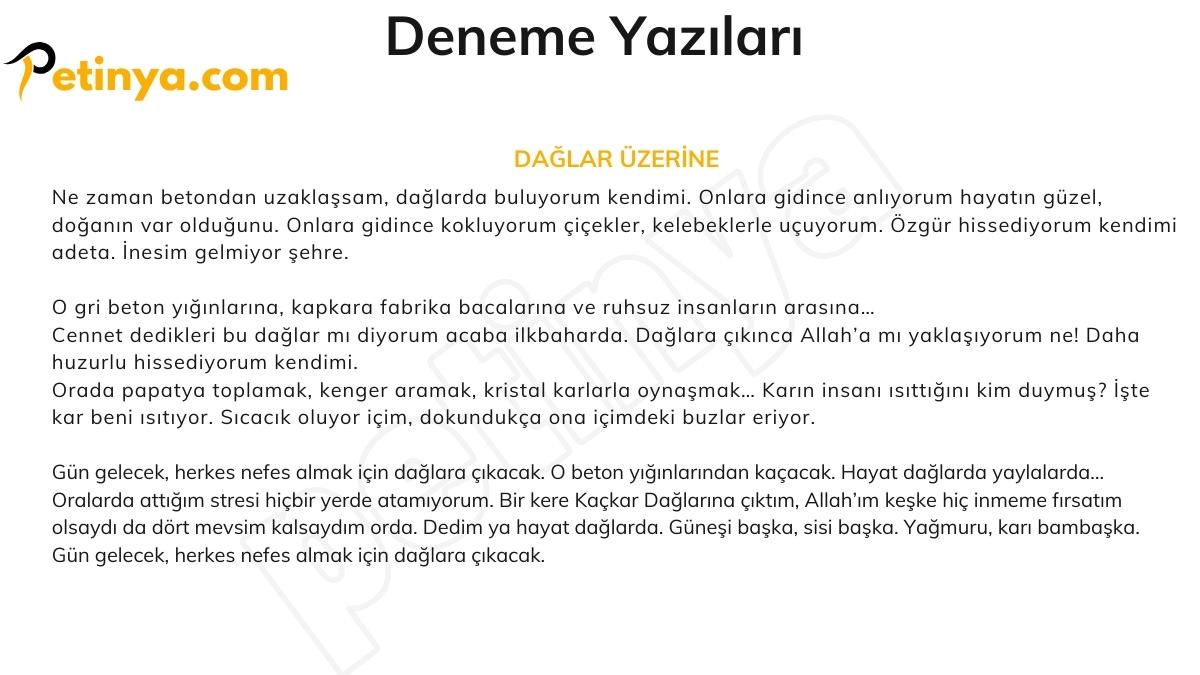 Deneme Örnekleri - Deneme Yazıları DAĞLAR