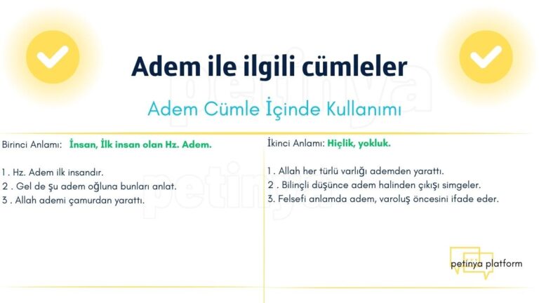 Adem Kelimesi ile İlgili Cümleler