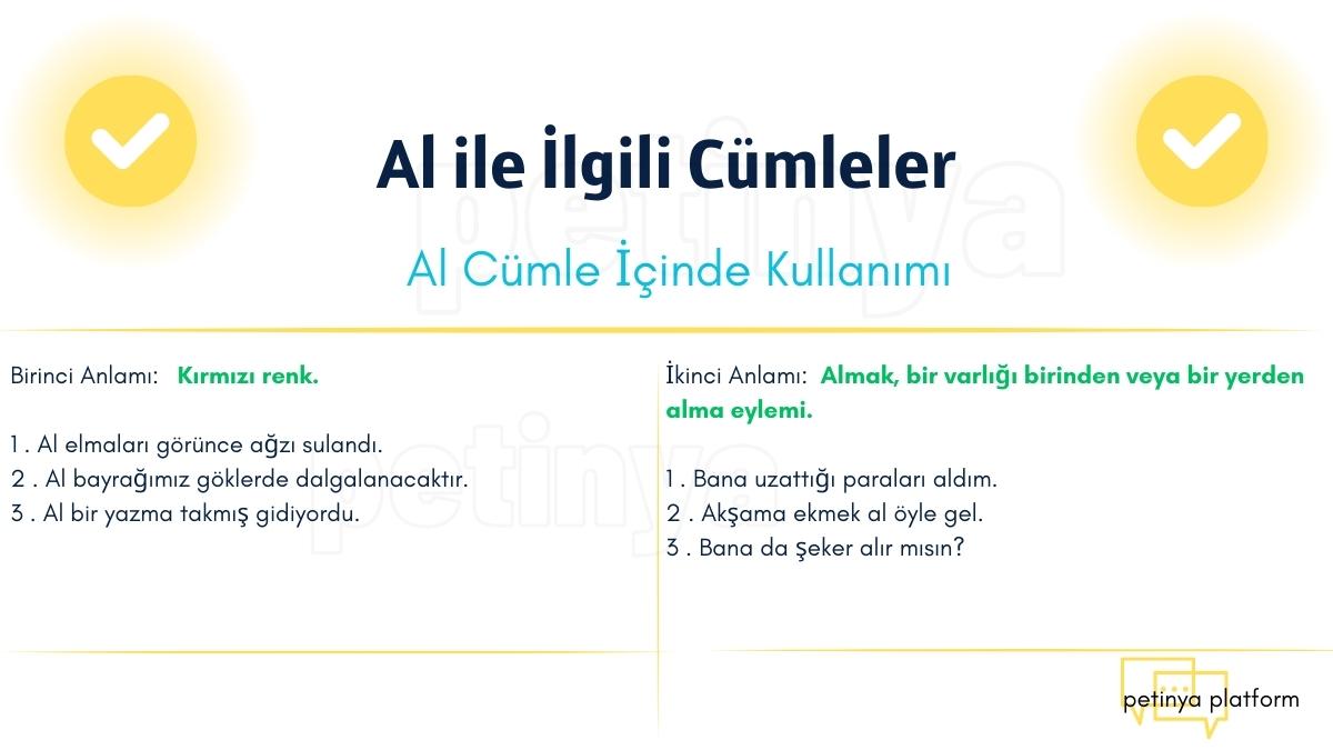 Al Kelimesi ile İlgili Cümleler