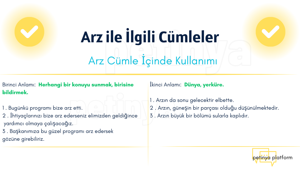 Arz Kelimesi ile İlgili Cümleler