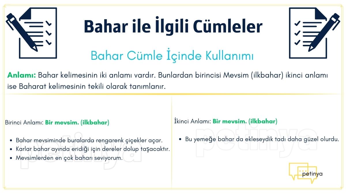 Bahar Kelimesi ile İlgili Cümleler