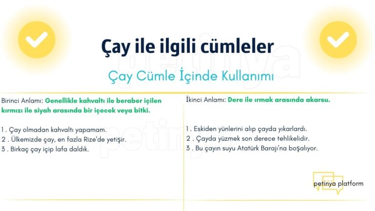 Çay Kelimesi ile İlgili Cümleler