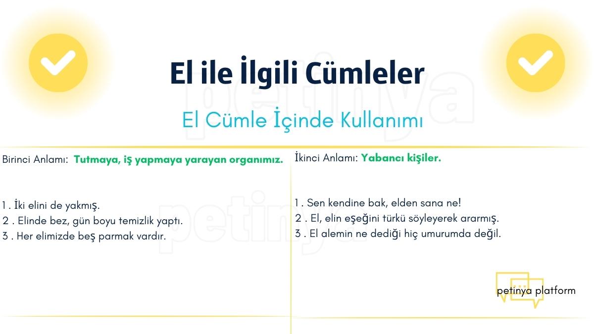 El Kelimesi ile İlgili Cümleler