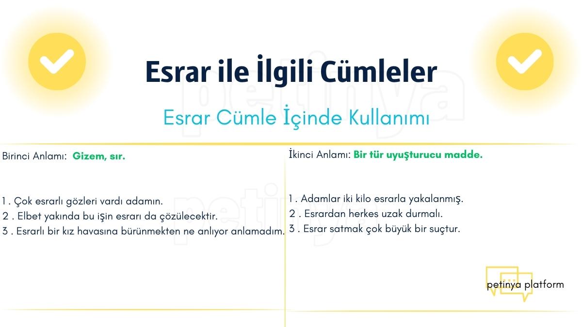 Esrar Kelimesi ile İlgili Cümleler