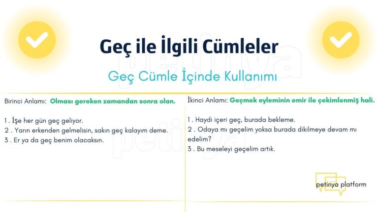 Geç Kelimesi ile İlgili Cümleler