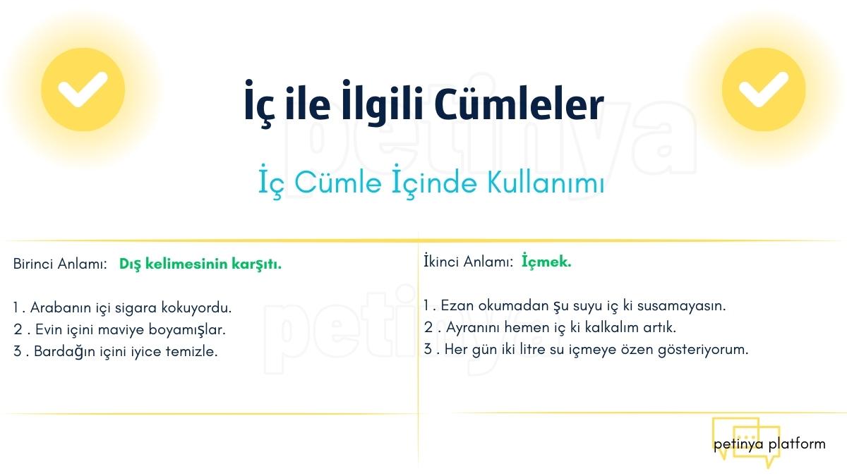 İç ile İlgili Cümleler