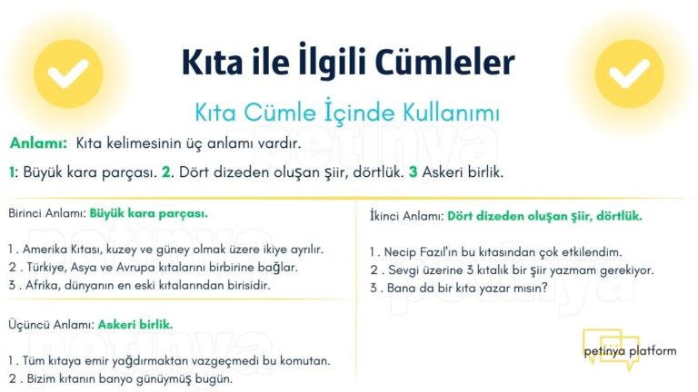 Kıta ile İlgili Cümleler