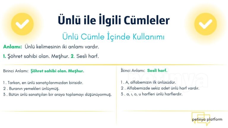 Ünlü ile İlgili Cümleler