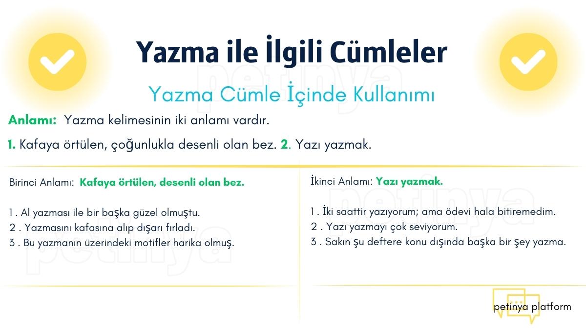 Yazma ile İlgili Cümleler