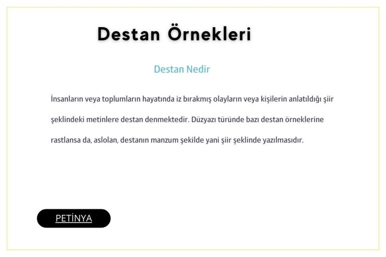 destan ornekleri destan nedir