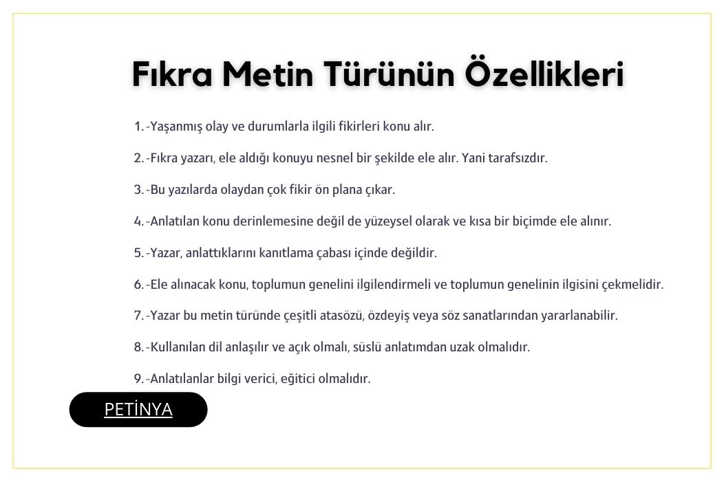 fikra metin turunun ozellikleri