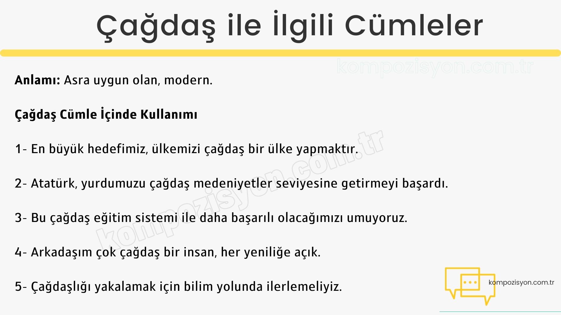 cagdas ile ilgili cumleler