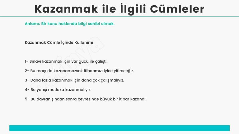 kazanmak ile ilgili cumleler