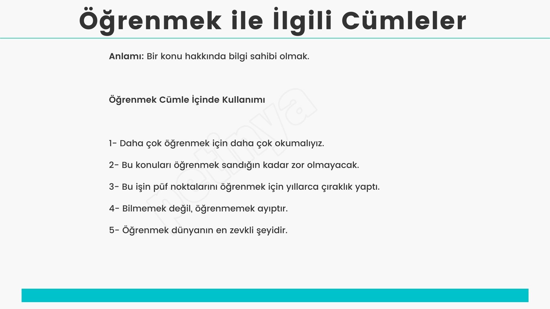 ogrenmek ile ilgili cumleler