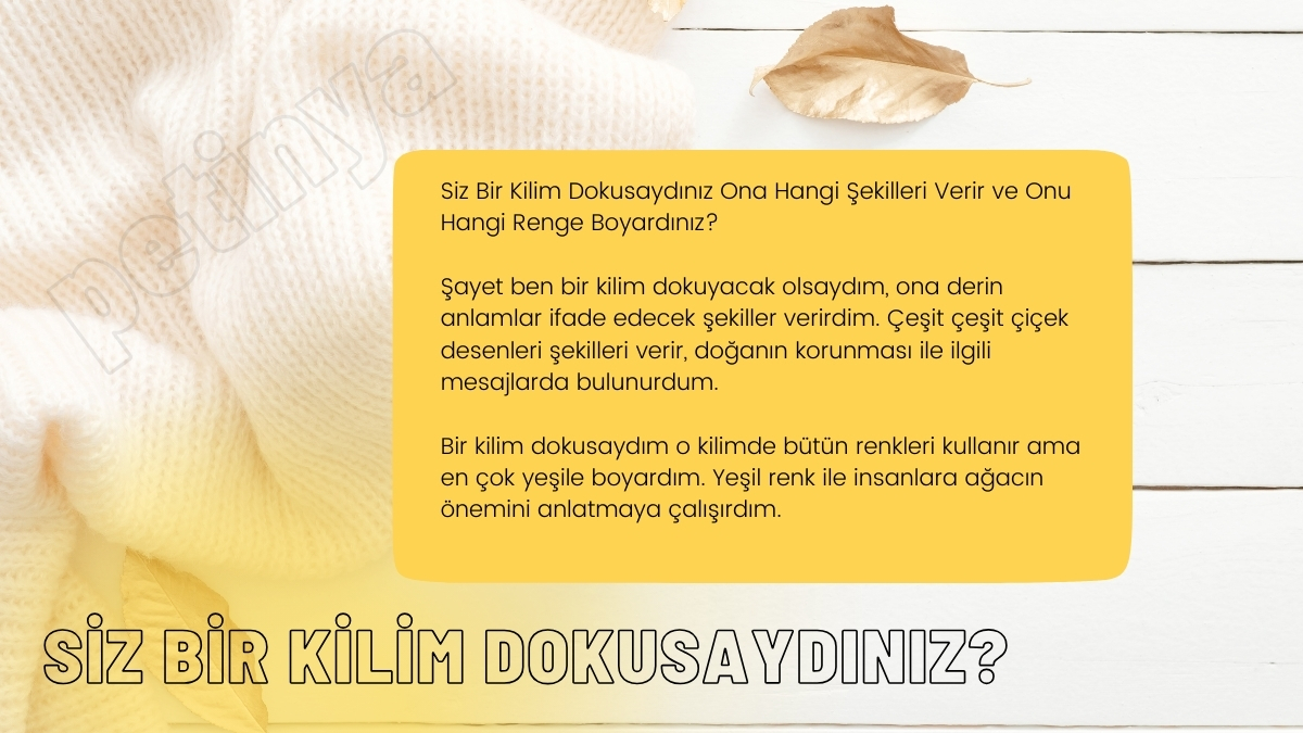 Siz Bir Kilim Dokusaydınız Ona Hangi Şekilleri Verir ve Onu Hangi Renge Boyardınız?