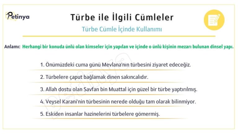 turbe ile ilgili cumleler