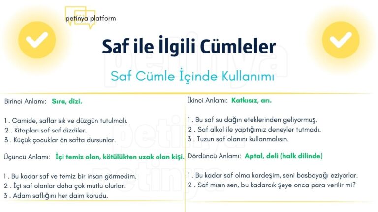 Saf ile İlgili Cümleler